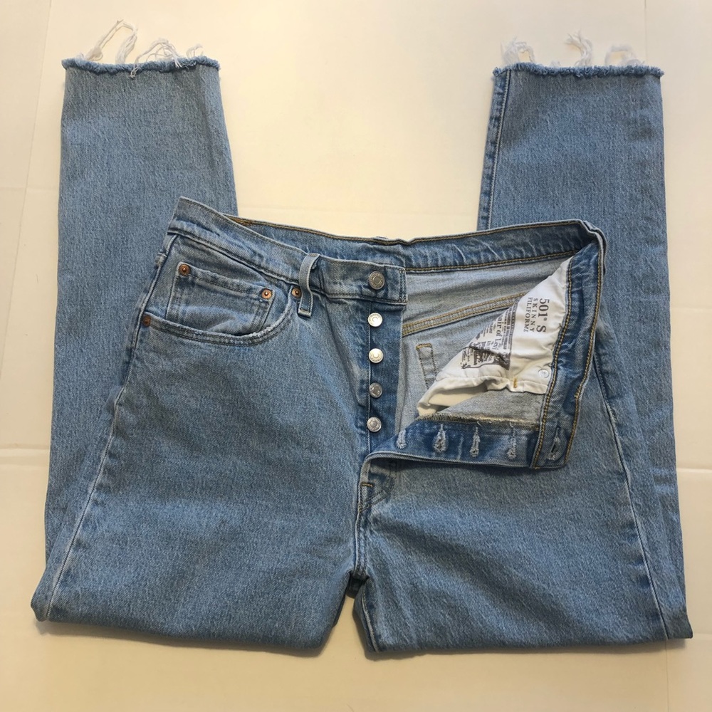 Levi’s 501S Skinny High Rise Button Fly Raw Hem Jeans Size 32